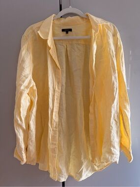 Quince Pale Yellow Linen Button-Down Shirt